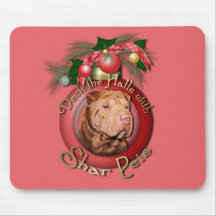 Christmas - Deck the Halls - Shar Peis - Lucky Mouse Pad