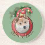 Christmas - Deck the Halls - Shiba Inu Drink Coaster