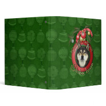 Christmas - Deck the Halls - Shiba Inus - Yasha 3 Ring Binder
