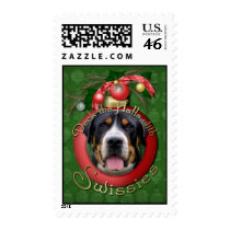 Christmas - Deck the Halls - Swissies Postage Stamp