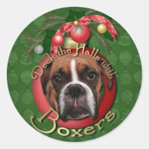 Christmas - Deck the Halls with Boxers - Marnie Round Stickers