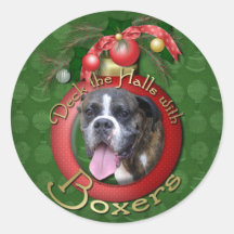 Christmas - Deck the Halls with Boxers Round Stickers