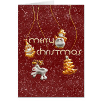 snowman, santa, xmas, christmas, tree, reindeer, holidays, snow, gold, silver, decorations, Card with custom graphic design