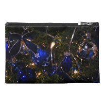 Christmas decorations with blue glass ornaments travel accessory bag