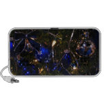 Christmas decorations with blue glass ornaments speaker system