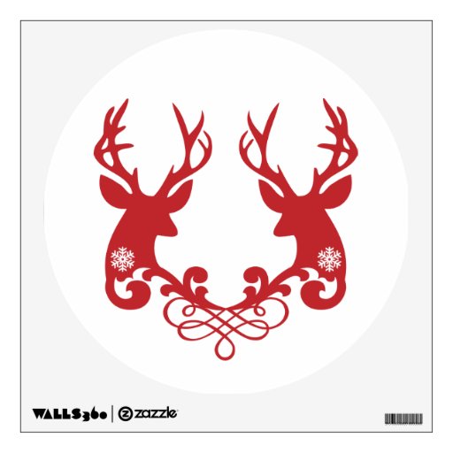 christmas deer heads with ornaments room decal zazzle christmas deer heads with ornaments room decal zazzle