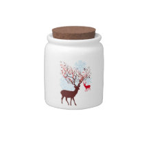 Christmas Deer with tree branch antlers candy jars