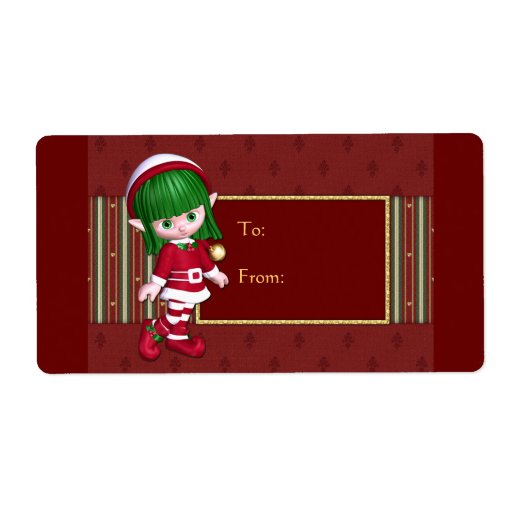 Christmas design with cute elf custom shipping labels