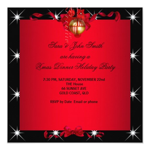 Christmas Dinner Holiday Party Red White Personalized Invitations