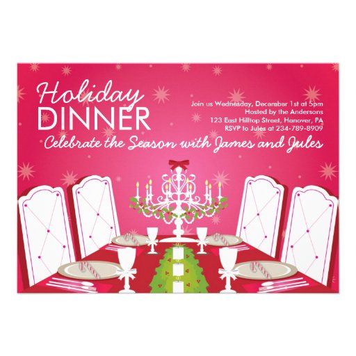 Christmas Dinner Party Invitations - table setting