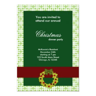 Christmas Dinner Squares 5x7 Paper Invitation Card