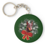 Christmas Doberman Wreath Holiday Keychain
