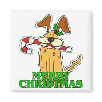Christmas Dog & Candy Cane. Refrigerator Magnets