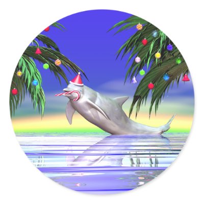 Christmas Dolphin stickers