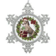 Christmas Donkey Wreath Snowflake Ornament