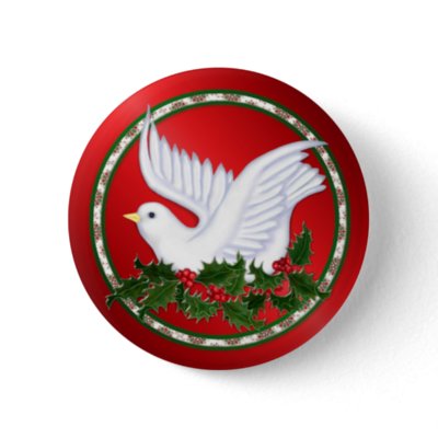 Christmas Dove & Holly buttons