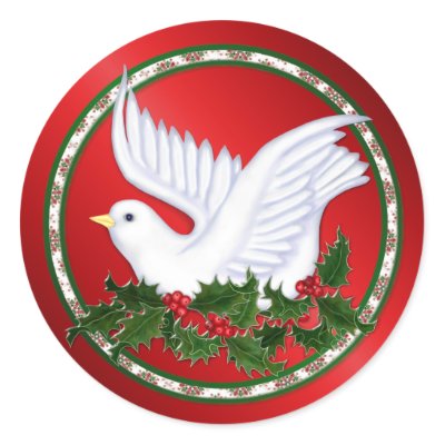 Christmas Dove & Holly stickers