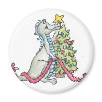 Christmas Dragon magnets by BeMusedArt Christmas Dragon magnets