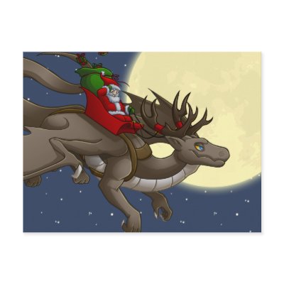 Christmas Dragon Postcard by Narugi