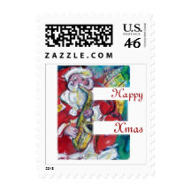 CHRISTMAS E LETTER /SANTA AND SAX MONOGRAM STAMP