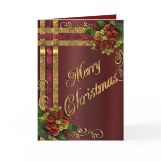 Christmas elegance card gold and red Victorian card