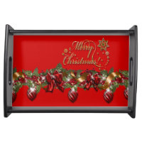 Christmas elegant wreath merry christmas RED Serving Platters