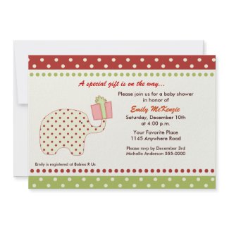 Christmas Elephant Baby Shower Invitation invitation