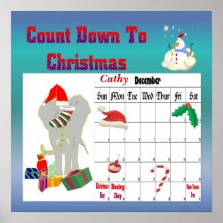 Christmas Elephant Countdown To Christmas print
