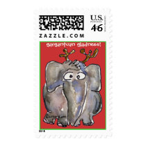 Christmas Elephant Postage Stamp by zooogle Christmas Elephant Postage Stamp
