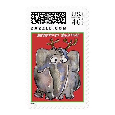 Christmas Elephant Postage Stamp