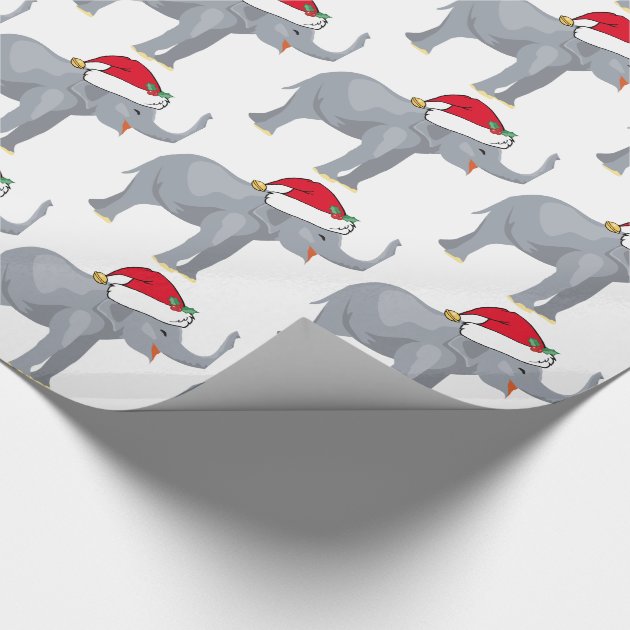 Christmas Elephant Santa Cute Wrapping Paper 4/4