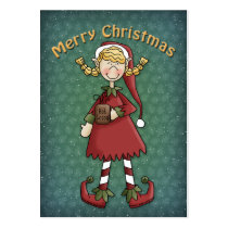 Christmas Elf Girl business cards
