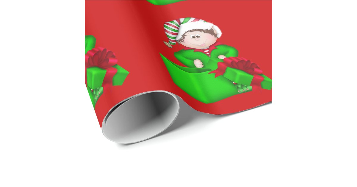 Christmas Elf Holiday wrapping paper Zazzle