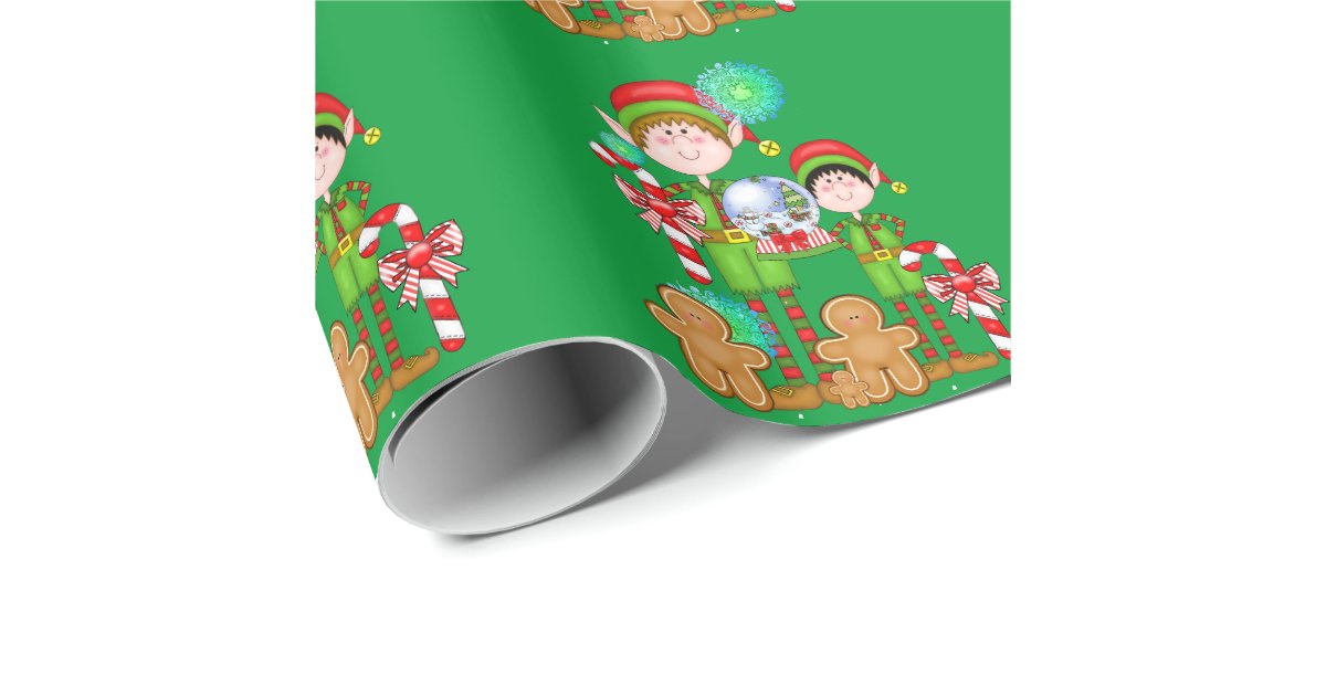 Christmas Elf Holiday wrapping paper Zazzle