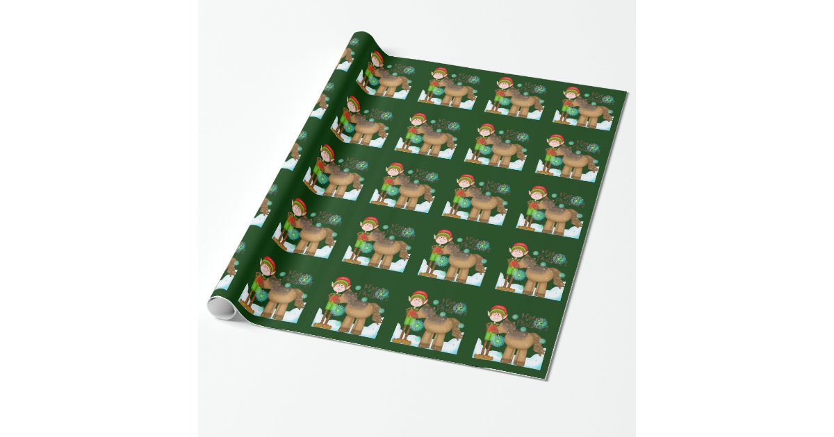 Christmas Elf Holiday wrapping paper Zazzle