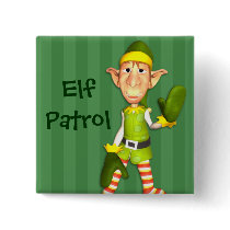 Christmas Elf Patrol Button by mariannegilliand Christmas Elf Patrol Button