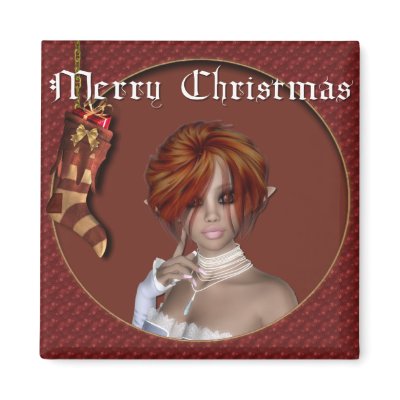 Christmas Elf - Redhead Design 1 - Fantasy Magnet by mrssocolov4