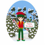 Christmas Elf with Candy Canes Photo Sculpture