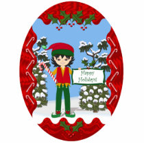 Christmas Elf with Candy Canes Photo Sculpture