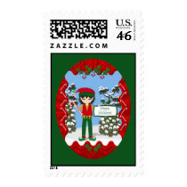 Christmas Elf with Candy Canes Postage postage by KirstenEdwards Christmas Elf with Candy Canes Postage postage