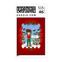 Christmas Elf with Candy Canes Postage postage by KirstenEdwards Christmas Elf with Candy Canes Postage postage