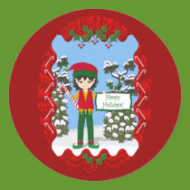 Christmas Elf with Candy Canes Sticker by KirstenEdwards Christmas Elf with Candy Canes Sticker