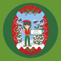 Christmas Elf with Candy Canes Sticker by KirstenEdwards Christmas Elf with Candy Canes Sticker