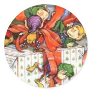 Christmas Elves Wrapping Gift Sticker sticker