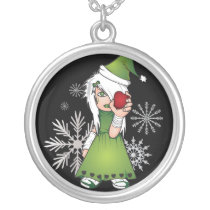 Christmas Emo Girl Pendant necklaces