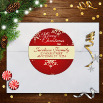 Christmas Family Address Round Stickers