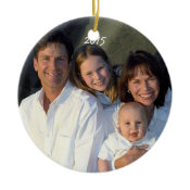 Christmas Family Photo Russet Red Big Damask Ornament