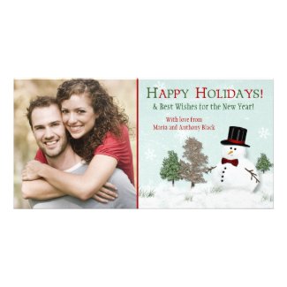 Christmas Family Photo Snowman Holiday Photocard Photo Card