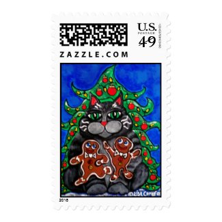 Christmas Fat Cat Stamp