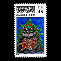Christmas Fat Cat Stamp